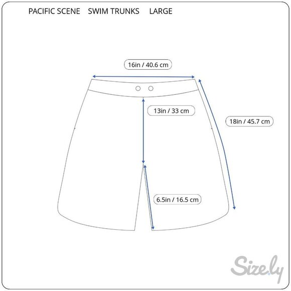 Pacific Scene Hawaiian Floral Swim Trunks Black Lined Elastic Waist Pockets L - Picture 4 of 7